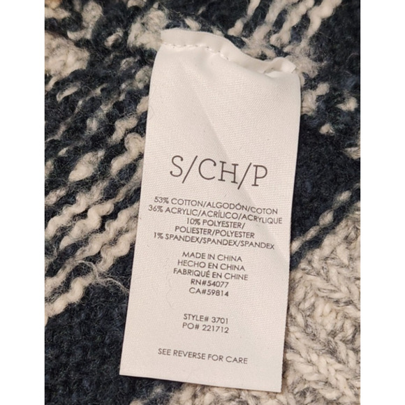 CABI Shetland Gray Green Geometric Fringe Hem Open Knit Cardigan Size Small - Picture 4 of 9